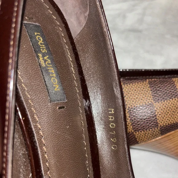 Louis Vuitton Black and Brown Peep-Toe Heels - Picture 6 of 6